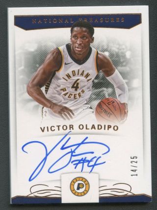 2017 - 18 National Treasures Victor Oladipo Signed Auto 14/25 Indiana Pacers