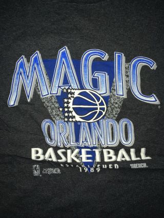Vintage Orlando Magic Trench T - Shirt Mens Size M Gray Nba Basketball Made In Usa
