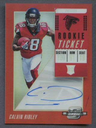 2018 Contenders Optic Red Rookie Ticket Calvin Ridley Rc Auto 85/99 Falcons