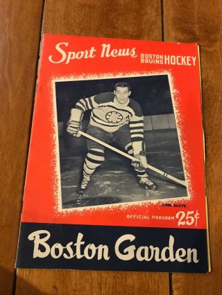 1958 Boston Sport News Boston Bruins Vs Canadians Hockey Program Boston Garden