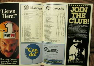 1982 VANCOUVER CANUCKS VS NY ISLANDERS STANLEY CUP FINAL GAME 4 PROGRAM - May 16 4