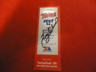1994 Twins Fest Ticket Stub Autographed By Tony Oliva Metrodome