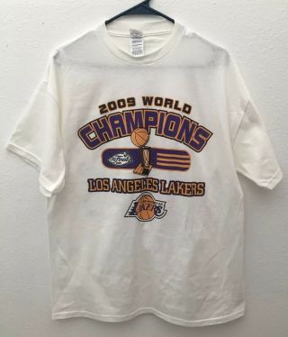 Vintage White Nba Los Angeles Lakers 2009 World Champion Shirt Large Kobe Bryant