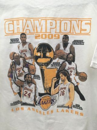 Vintage White NBA Los Angeles Lakers 2009 World Champion Shirt LARGE Kobe Bryant 7