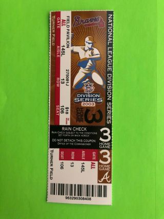 2003 National League Division Series Ticket Stub - Game 3