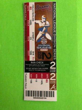 2003 National League Division Series Ticket Stub - Game 2