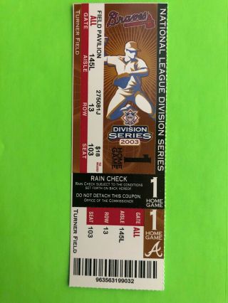 2003 National League Division Series Ticket Stub - Game 1