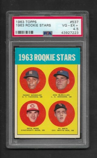 1963 Topps Pete Rose Rookie 537 Psa 4.  5,  Card - Perfectly Centered