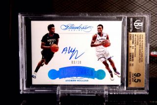 2015 - 16 Panini Flawless Andrew Wiggins Now & Then Auto 3/10 (twolves) Bgs 9.  5