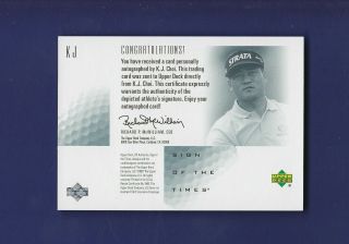 K.  J.  Choi 2001 Upper Deck Golf SP Authentic Sign of the Times KJ 2