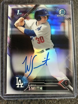 2016 Bowman Chrome Los Angeles Dodgers Will Smith Refractor Autograph 298/499