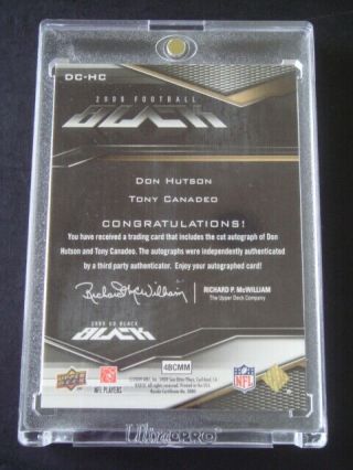 2009 UD Black NFL Don Hutson / Tony Canadeo Dual Cut Signatures Auto Gold 1/1 2