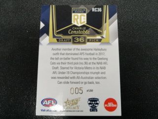 2018 Afl Select Legacy Rookie Card Rc36 Charlie Constable Geelong 005/250