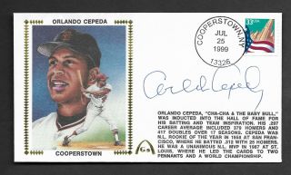Orlando Cepeda Hall Of Fame Signed Gateway Stamp Envelope Cooperstown Postmark