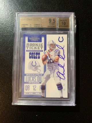 2012 Contenders Andrew Luck Rookie Ticket Auto Bgs 9.  5 10