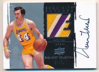 Jerry West 2009/10 Ud Exquisite On Card Autograph Lakers 3 Color Patch Auto /50