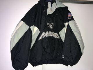 Raiders Starter Jacket Mens Xl Black Hooded Pullover
