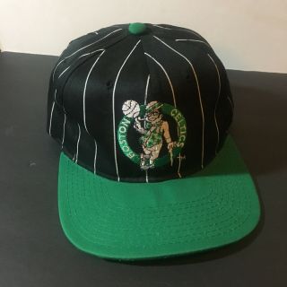 Vintage 90s Boston Celtics Pinstripes Starter Nba Basketball Hat Snapback Cap