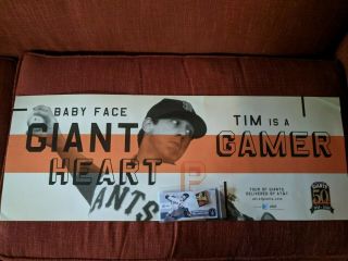Tim Lincecum Poster - Sf Giants 33x12,  2008 Cy Young Pin - Baby Face Giant Heart