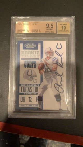 2012 Contenders Andrew Luck Rookie Ticket Auto Bgs 9.  5 10 True Gem 2 10 Subs