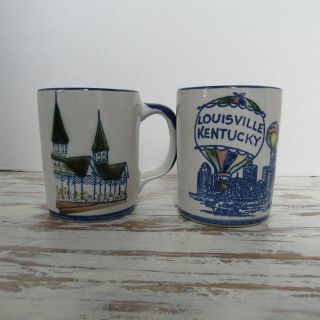 Louisville Stoneware Churchill Downs Kentucky Derby Horse Coffee Mugs Cups