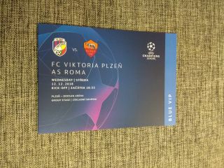 Uefa Champions League Cl Ticket Fc Viktoria Plzen - As Roma Vip Box Case Pilsen