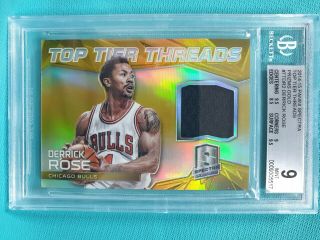 2014 - 15 Spectra Derrick Rose 7/10 Gold Prizm Prime Patch Bgs 9.  0 Top Tier Tf