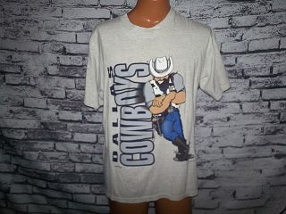 M Vtg Nfl Dallas Cowboys 2 Side T Shirt M Usa Nutmeg 90s 1994 Western Cartoon