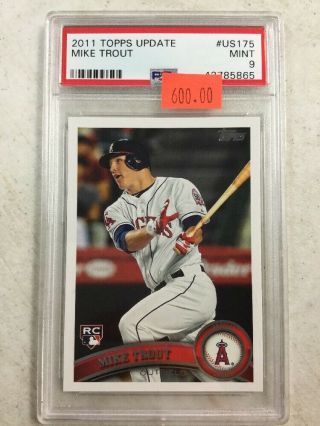 2011 Topps Update Us175 Mike Trout Rookie Rc Card Psa 9 Angels