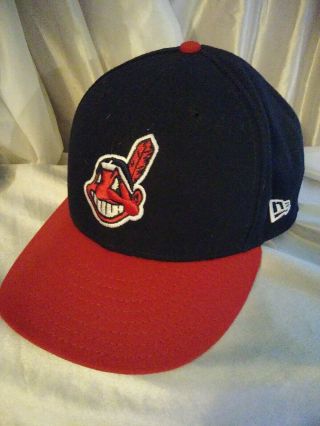 Era Mlb Cleveland Indians Chief Wahoo Fitted Baseball Cap Hat Size 7 5/8 Men