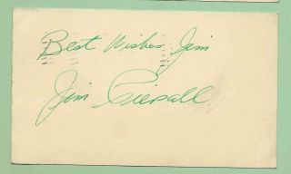 Jimmy Piersall Autograph Signed Usps Postcard Mlb Postmark 03 - 17 - 1952