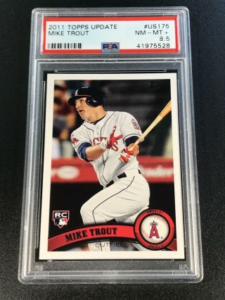 Mike Trout 2011 Topps Update 175 Rookie Rc Nm -,  Psa 8.  5