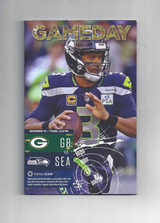 Green Bay Packers At Seattle Seahawks Gameday Program - Nov.  15,  2018