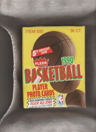 1990 - 91 Fleer 5th Anniversary Nba Basketball Full Box Of 36 Wax Packs Jordan???