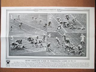 1934 Icn Display Poster 12x19 Army West Point Vs Yale University Football