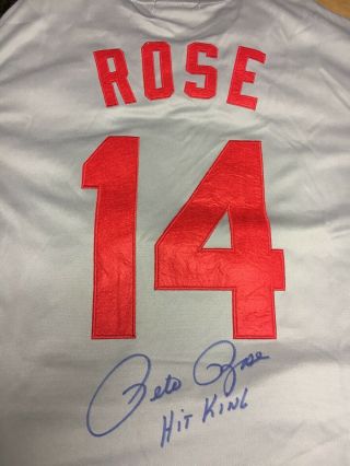 Pete Rose Signed Autographed Jersey 1976 Reds Gray Road " Hit King " Beckett