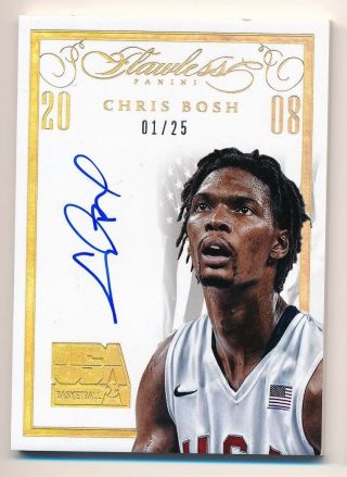 2014 - 15 Flawless Chris Bosh Usa Basketball White Autograph 1/25