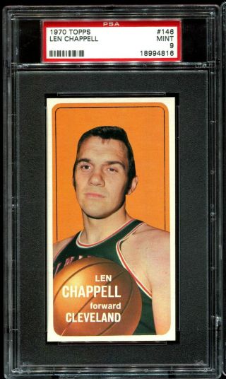 1970 - 1971 Topps Basketball 148 Len Chappell Cleveland Cavaliers Rc Psa 9