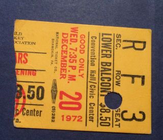 12/20/72 - Wha Ticket Stub - Philadelphia Blazers Vs Chicago Cougars
