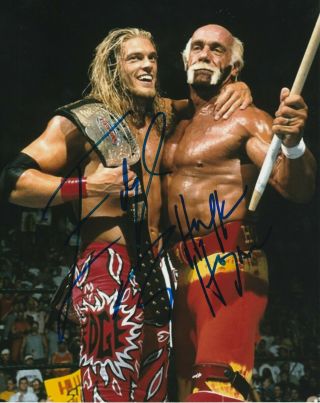 Hulk Hogan And Edge Authentic Autographed 8x10 Wrestling Photo Wwe Nxt Aew Njpw