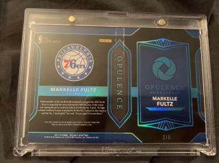 Markelle Fultz 2017 - 18 Panini Opulence Rookie Patch Autograph RPA Booklet 2/5 3