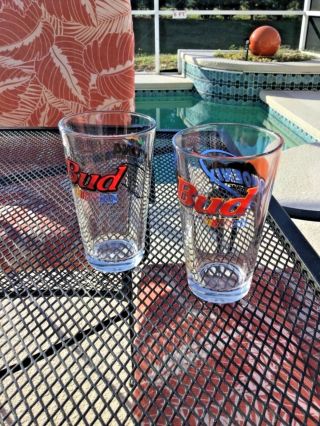 2 Budweiser Racing Daytona Phoenix Beer Glass Mug
