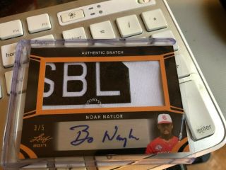 Noah Bo Naylor Auto Authentic Swatch 2017 Leaf Perfect Game Cleveland D 3/5 Mlb