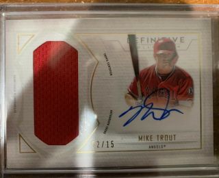 2019 Topps Definitive Mike Trout Angels Game Jersey Auto /15
