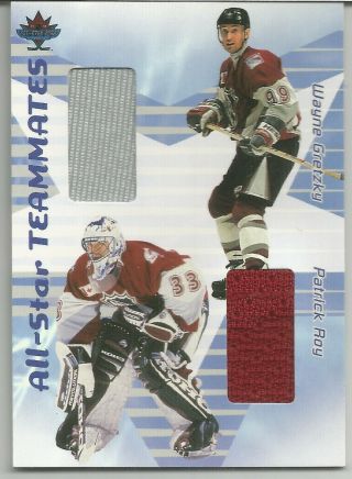 2001 - 002 Tig Be A Player Bap Memorabilia Gretzky Patrick Roy All Star Jersey $$$