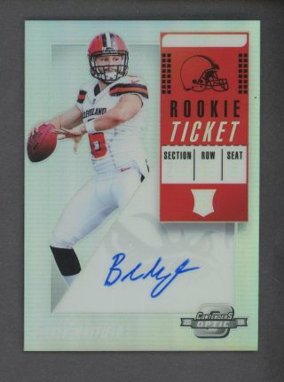 2018 Contenders Rookie Ticket Optic Baker Mayfield Browns Rc Rookie Auto