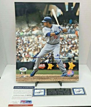 Andre Ethier Autographed 8x10 Photo W/ Name Plate Psa/dna (los Angeles Dodgers)