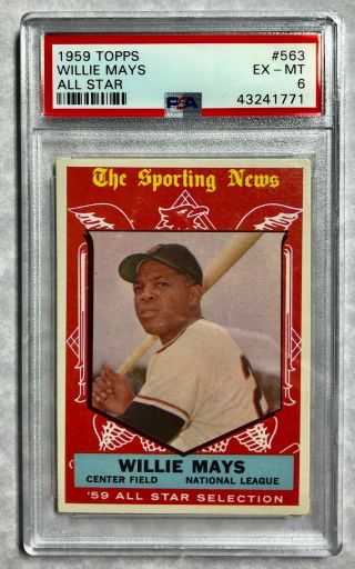 1959 Topps 563 Willie Mays All - Star Psa 6 Excellent/mint San Fran Giants