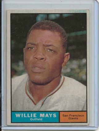 1961 Topps Baseball Card Willie Mays H/o/f San Francisco Giants Near 150