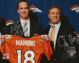 John Elway & Peyton Manning Signed 8 X 10 Photo Steiner Sports & Elway Holograms